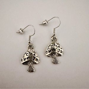 Silver Grunge Mushroom Earrings